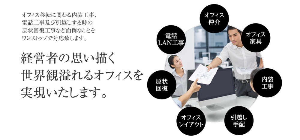 経営者の思い描く世界観あぶれるオフィスを実現いたします。
