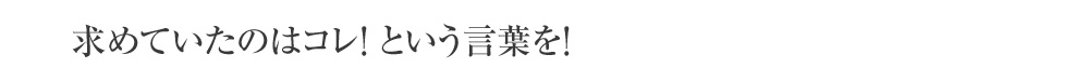 求めていたのはコレ！という言葉を！